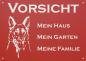 Preview: Aluminium Warnschild Deutscher Schäferhund VORSICHT Mein Haus mein Garten meine Familie